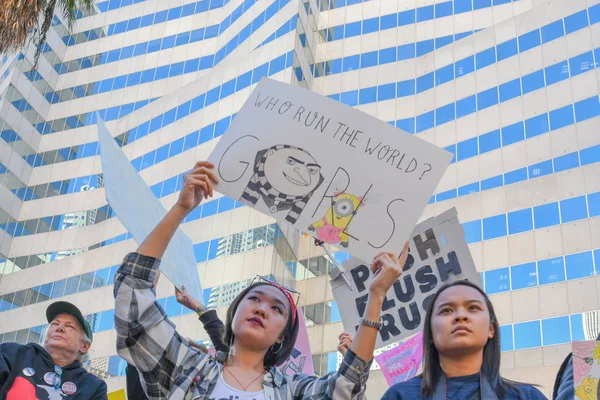 Λος Άντζελες Ηπα Ιανουαρίου 2019 Διαδηλωτές Κρατώντας Μια Πινακίδα Κατά Φωτογραφία Αρχείου
