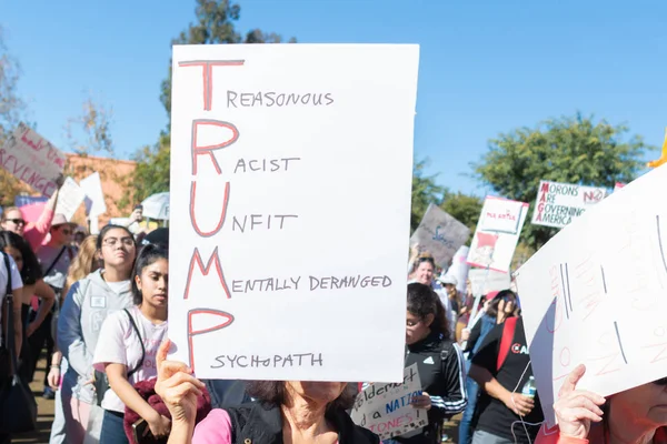 Los Angeles Usa Januari 2019 Demonstranter Med Skylt 3Rd Womens Stockbild