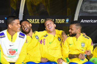 Thiago Silva, Neymar Jr, Arthur and Dani Alves, reserve players clipart