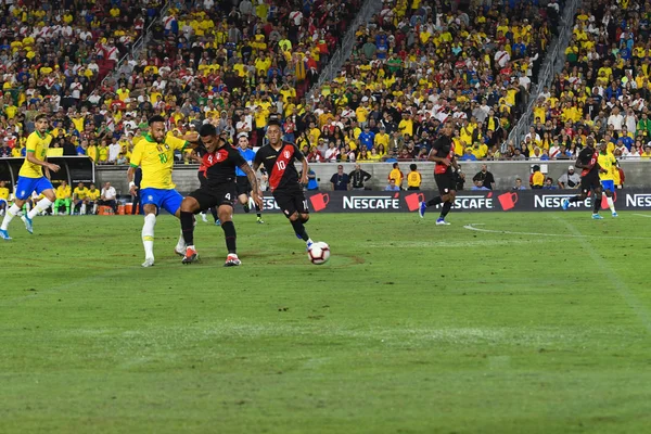 Brezilyalı futbolcu Neymar Jr, Uluslararası Dostluk maçında — Stok fotoğraf