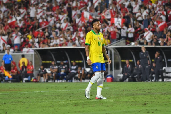 Бразильский футболист Неймар Младший, во время международного товарищества — стоковое фото