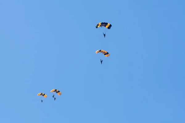 Drużyna spadochronowa Golden Knights Army podczas Miramar Air Show — Zdjęcie stockowe