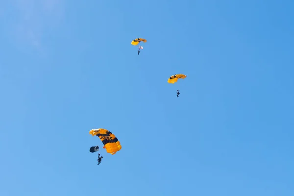 Equipe de paraquedas Golden Knights Army durante o Miramar Air Show — Fotografia de Stock
