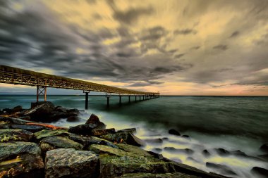 Çeşitli ünlü yerler ve uzun pozlama, günbatımı ve gündoğumu