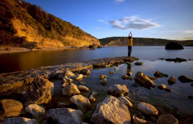 Çeşitli ünlü yerler ve uzun pozlama, günbatımı ve gündoğumu