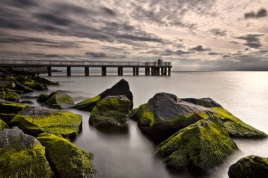 Çeşitli ünlü yerler ve uzun pozlama, günbatımı ve gündoğumu