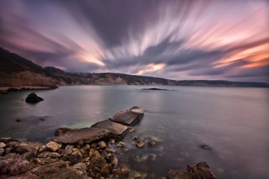 Çeşitli ünlü yerler ve uzun pozlama, günbatımı ve gündoğumu