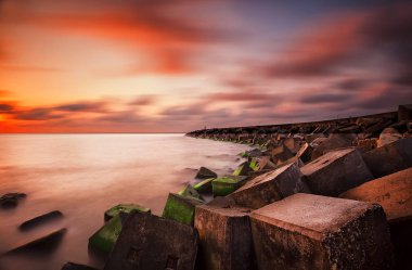 Çeşitli ünlü yerler ve uzun pozlama, günbatımı ve gündoğumu