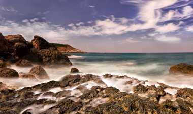 Çeşitli ünlü yerler ve uzun pozlama, günbatımı ve gündoğumu