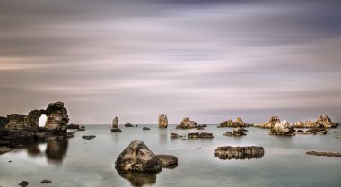 Çeşitli ünlü yerler ve uzun pozlama, günbatımı ve gündoğumu