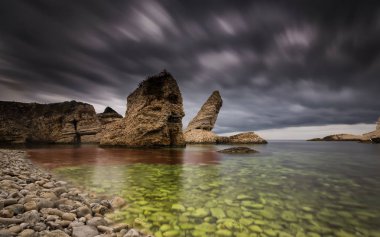 Çeşitli ünlü yerler ve uzun pozlama, günbatımı ve gündoğumu