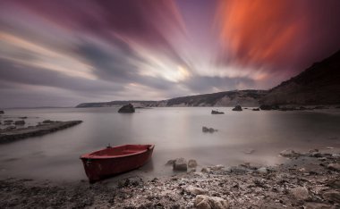 Çeşitli ünlü yerler ve uzun pozlama, günbatımı ve gündoğumu