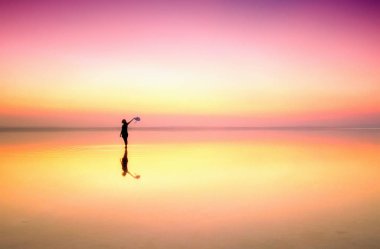 Çeşitli ünlü yerler ve uzun pozlama, günbatımı ve gündoğumu