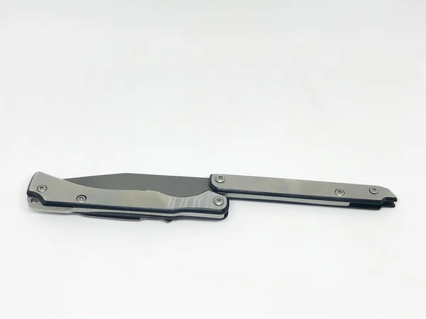 Składany Nóż Kieszonkowy Białym Tle — Zdjęcie stockowe