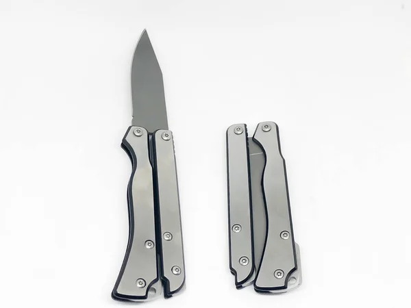 Foldable Pocket Knife White Background — Stock Photo, Image
