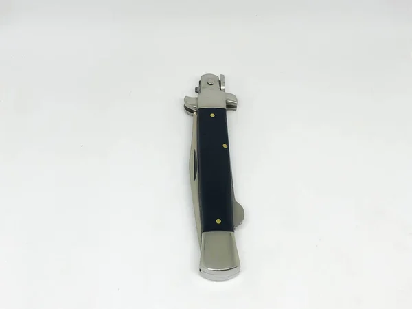 Coltello Tasca Pieghevole Sfondo Bianco — Foto Stock