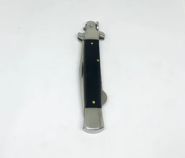 Складной Карманный Нож Белом Фоне — стоковое фото