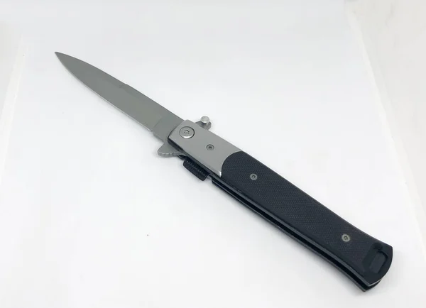 Складной Карманный Нож Белом Фоне — стоковое фото