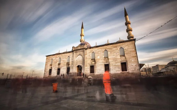 Νέο Τζαμί Τουρκικά Yeni Camii Στην Ιστανμπούλ Ηλιοβασίλεμα Τουρκία — Φωτογραφία Αρχείου