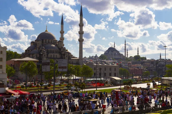 Nowy Meczet Turecki Yeni Camii Stambule Zachodzie Słońca Turcja — Zdjęcie stockowe