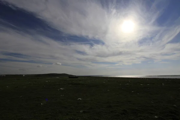 Altes Boot Und Landschaft — Stockfoto