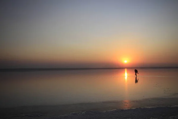 Lago Salado Puesta Sol Ankara — Foto de Stock