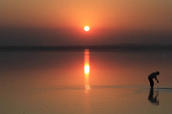Lago Salado Puesta Sol Ankara — Foto de Stock