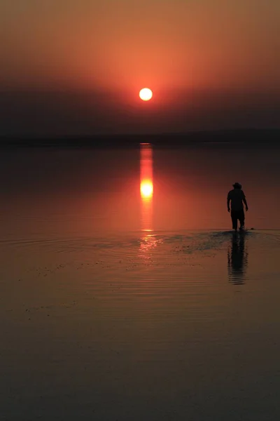 Salzsee Und Sonnenuntergang Ankara — Stockfoto