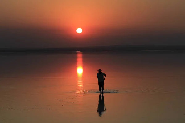 Salzsee Und Sonnenuntergang Ankara — Stockfoto