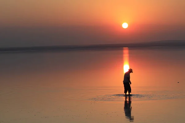 Salzsee Und Sonnenuntergang Ankara — Stockfoto