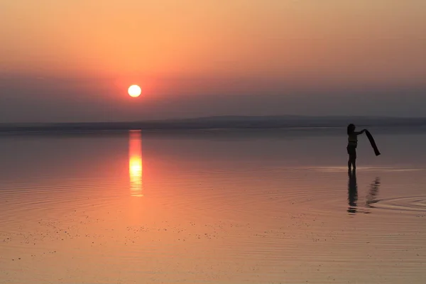 Салт Озеро Закат Анкара — стоковое фото