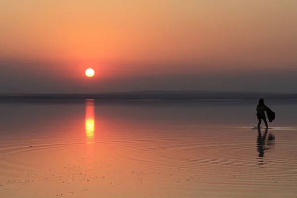 Салт Озеро Закат Анкара — стоковое фото