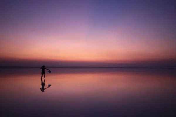 Lac Salé Coucher Soleil Ankara — Photo