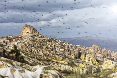 Göreme, Kapadokya'da güzel taş evler. Kırsal yaşam tarzı.