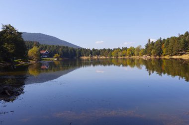 Bolu Gölcük Milli Parkı'nda orman içi ahşap göl evi, Bolu, Türkiye