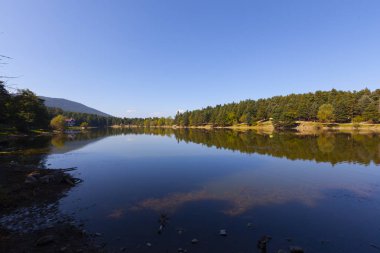 Bolu Gölcük Milli Parkı'nda orman içi ahşap göl evi, Bolu, Türkiye