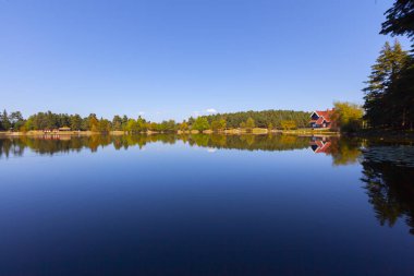 Bolu Gölcük Milli Parkı'nda orman içi ahşap göl evi, Bolu, Türkiye