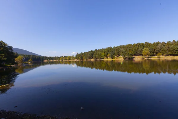 ボルゴルク国立公園の森の中の木製の湖の家 トルコ — ストック写真