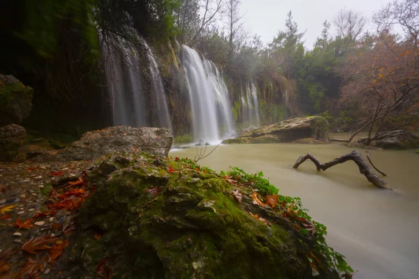 Dolní Duden Vodopády Pobřeží Středozemního Moře Antalya Turecko Západu Slunce — Stock fotografie