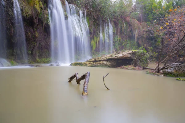 Dolní Duden Vodopády Pobřeží Středozemního Moře Antalya Turecko Západu Slunce — Stock fotografie