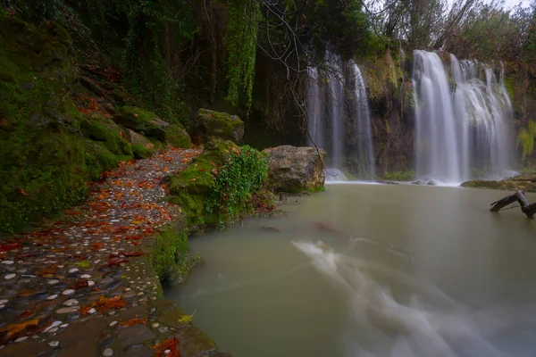 Dolní Duden Vodopády Pobřeží Středozemního Moře Antalya Turecko Západu Slunce — Stock fotografie