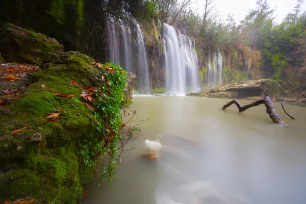 Dolní Duden Vodopády Pobřeží Středozemního Moře Antalya Turecko Západu Slunce — Stock fotografie