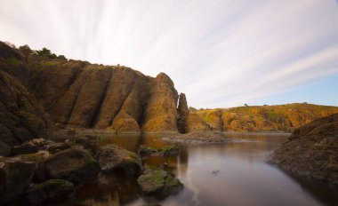 Rumeli Feneri (Rumeli Feneri) İstanbul, Türkiye. İstanbul'un Sarıyer ilçesinin Karadeniz ve kuzey kıyıları.