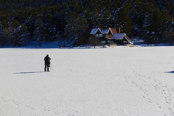 Maison Lac Abant Lake Hiver Abant Bolu Turquie — Photo