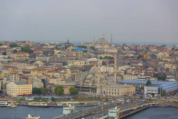 Vista Panorâmica Chifre Ouro Torre Galata Ponte Galata Ponte Metro — Fotografia de Stock