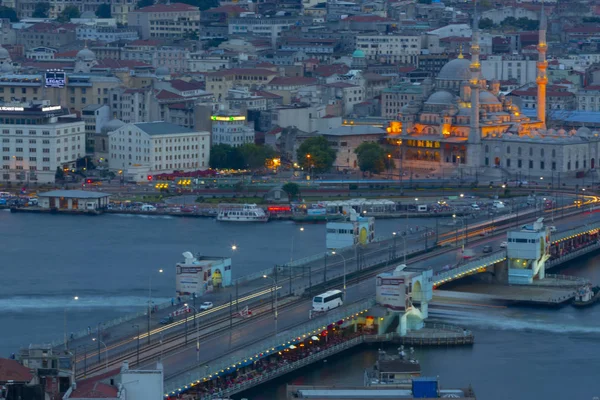Panoramablick Auf Das Goldene Horn Vom Galatenturm Galata Brücke Und — Stockfoto
