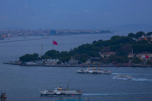 Panoramiczny Widok Złoty Róg Wieży Galata Most Galata Halic Metro — Zdjęcie stockowe