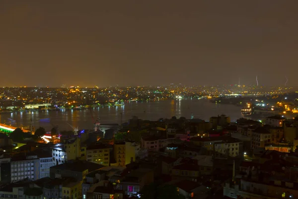 Vue Panoramique Corne Depuis Tour Galata Pont Galata Halic Metro — Photo