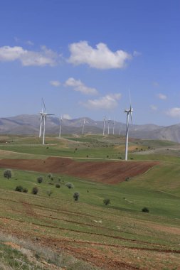 Volkanik dağ Erciyes ve Kayseri tarım arazileri panaromik - Kayseri Türkiye