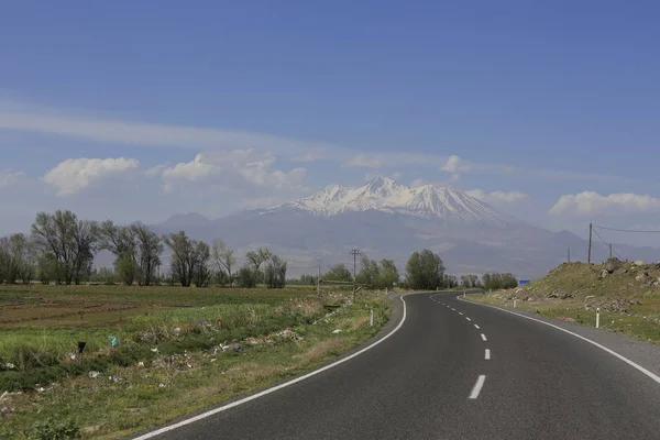 Vulkáni Hegy Erciyes Kayseri Termőföld Panaromic Kayseri Törökország — Stock Fotó